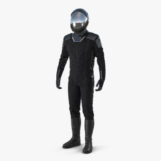 Sci-Fi Space Suit Black Standing Pose 3D