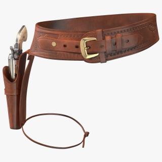 3D model Western Gun Belt with Revolver