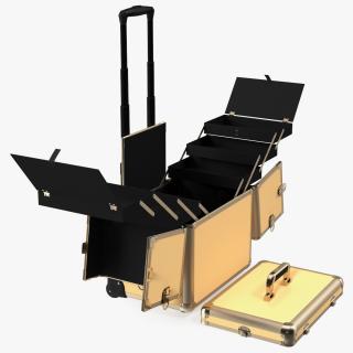 3D Unfolded Makeup Trolley Case Gold model