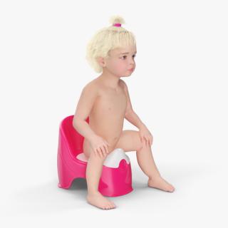 3D Toddler Girl on Potty