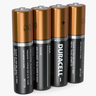 AAA Four Duracell Alkaline Battery 3D model