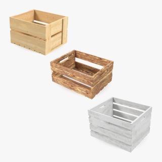 Wooden Fruit Boxes Collection 3D model