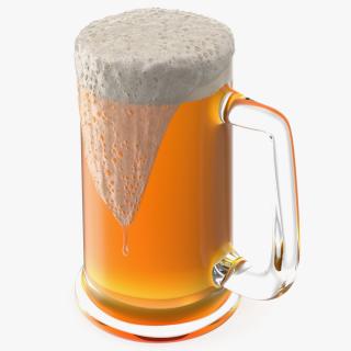 Frothy Beer in Glass Mug 3D model