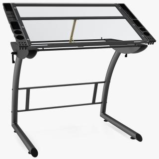 3D Tiltable Glass Drawing Table model