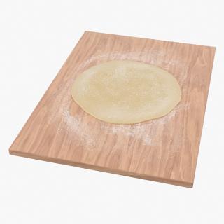 3D Flat Bread Pizza Dough on Board