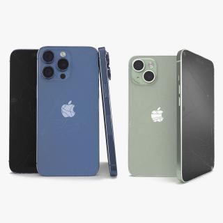 3D Damaged IPhone 15 Collection model