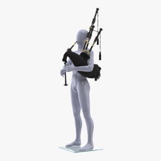 3D Mannequin with Scottish Black Bagpipes model