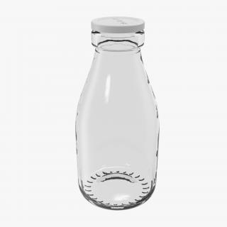 3D Milk Glass Pint Bottle Empty model