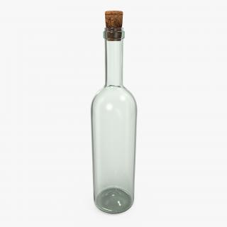 3D Empty Glass Bottle With Cork model