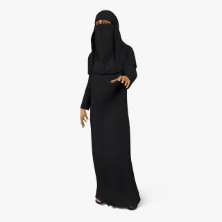 3D model Arabian Woman in Black Abaya Rigged