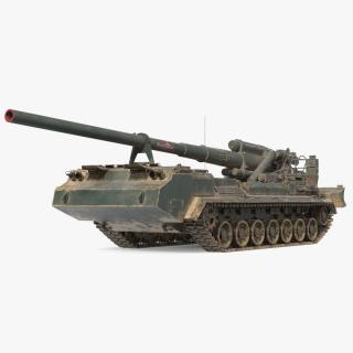 2S7 Pion Self Propelled Heavy Artillery Dirty Rigged 3D