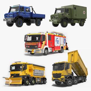 3D model Mercedes Benz Trucks Rigged Collection 2