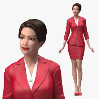 Asian Business Woman Standing Pose 3D model