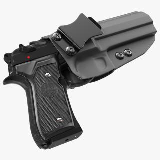 Beretta 92 Pistol With Kydex Holster Black 3D