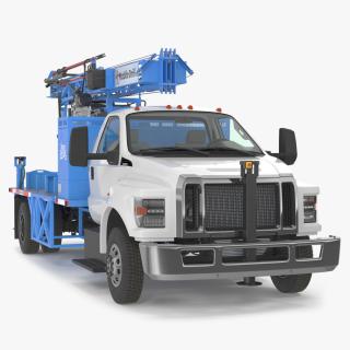 3D model Mobile Drill Truck Mounted Rig Blue