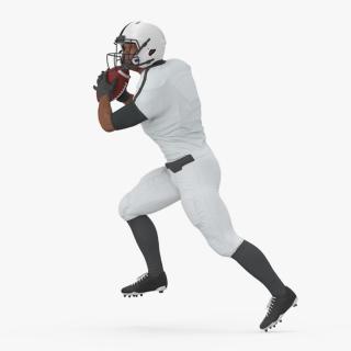 3D model American Football Player White Uniform Running The Ball