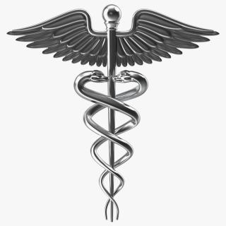 Silver Caduceus Symbol 3D