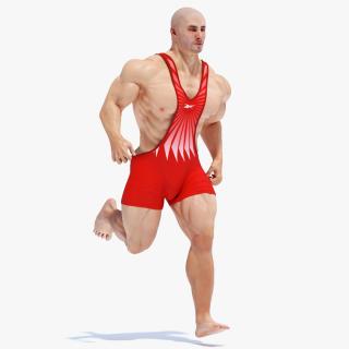 Athletic Strong Male in Reebok Red Leotard Rigged 3D model