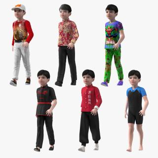 3D Rigged Asian Child Boys Collection 4