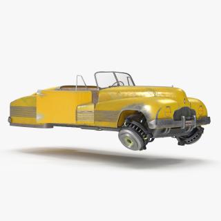 Old Hover Retro Car Yellow Rigged for Cinema 4D 3D