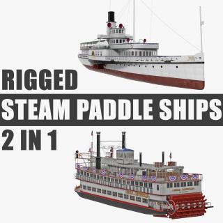 3D Rigged Steam Paddle Ships Collection