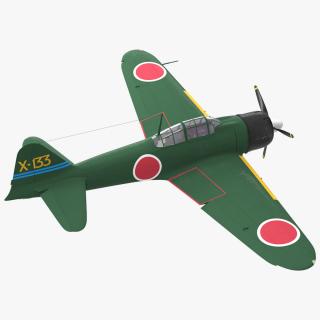 A6M Zero WWII Fighter Aircraft Rigged 3D