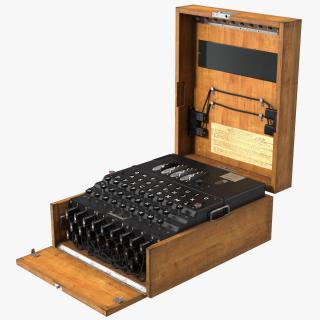 Enigma M4 Cipher Machine in Wooden Case 3D model