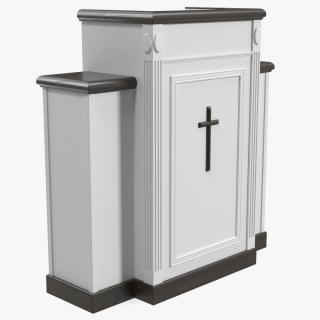 3D model White Church Podium with Cross