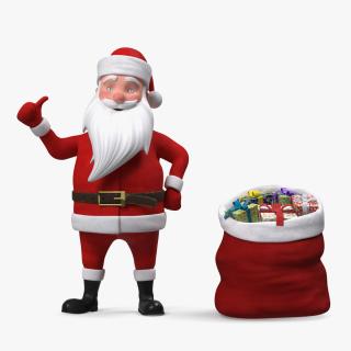 Cartoon Character Santa Claus Standing with Gifts 3D model