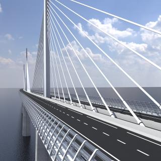 Suspension Bridge Millau Viaduct 3D