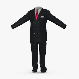 3D Business Suit Red Tie