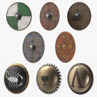 3D Round Medieval Shields Collection model