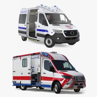 3D Rigged Ambulances Collection model