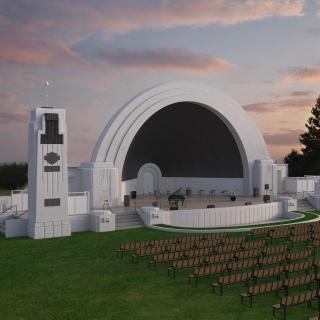 3D Park Band Shell and Seating with Fur