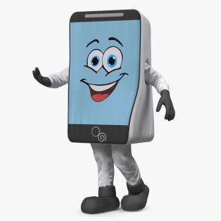 3D model Smiling Mascot Character Mobile Phone Walking