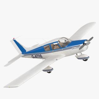 3D model Piper PA-28 Cherokee Single Engine Airplane Rigged