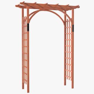 3D Wooden Garden Arch Arbor Red model