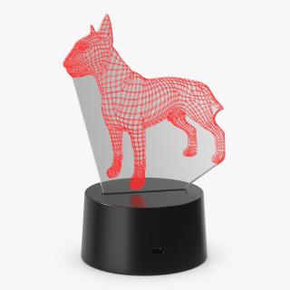 Optical Illusion 3D Dog Lamp Red 3D