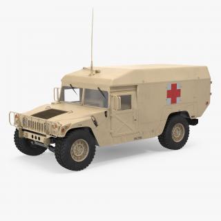 3D Ambulance Car HMMWV m996 Desert