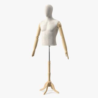 3D Male Flexible Half Body Mannequin Torso with Wooden Base