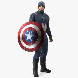 Captain America Standing in Worn Suit 3D