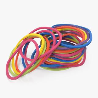 3D Pile of Colored Rubber Bands model