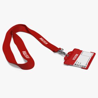 3D Visitor Lanyard with Plastic ID Card Holder model