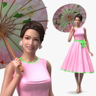 Asian Women Wear Summer Fashion Dress 3D