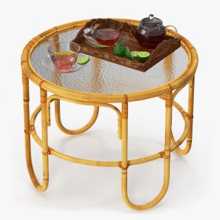 Tea Table with Drinks and Bergamot 3D model