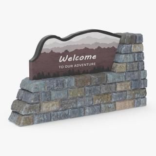 Park Entrance Stone Sign 3D model