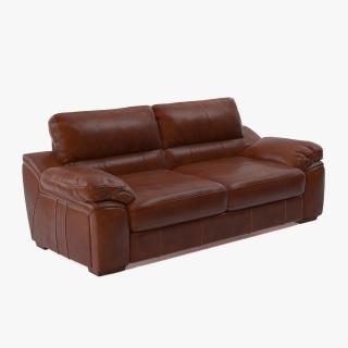 3D Brown Leather Sofa model