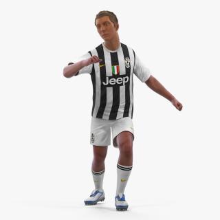 3D Soccer or Football Player Juventus Rigged