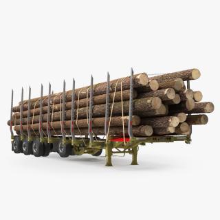 3D model Logging Trailer with Logs