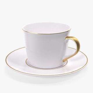 3D White Ceramic Cup on Plate